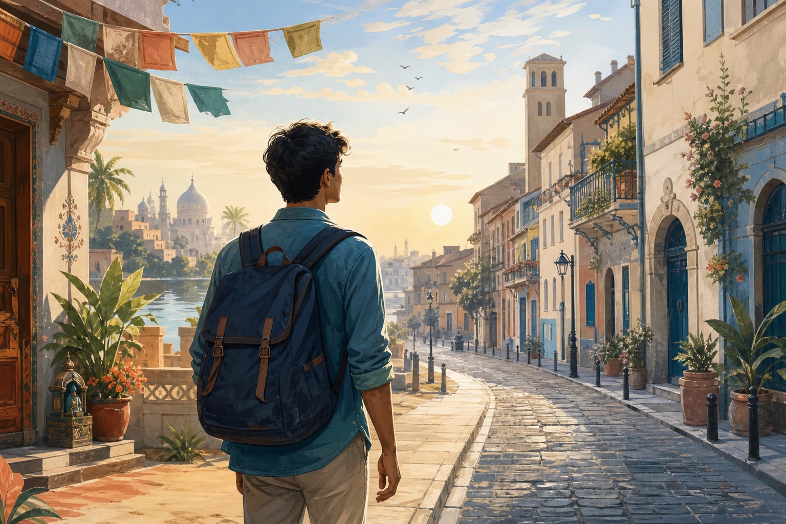 Illustrated beginning of a journey from India to Europe