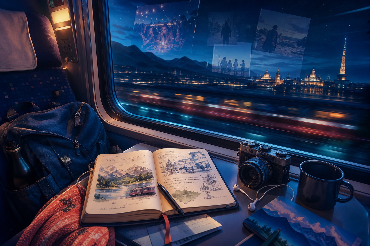 Illustrated night train journey through Europe
