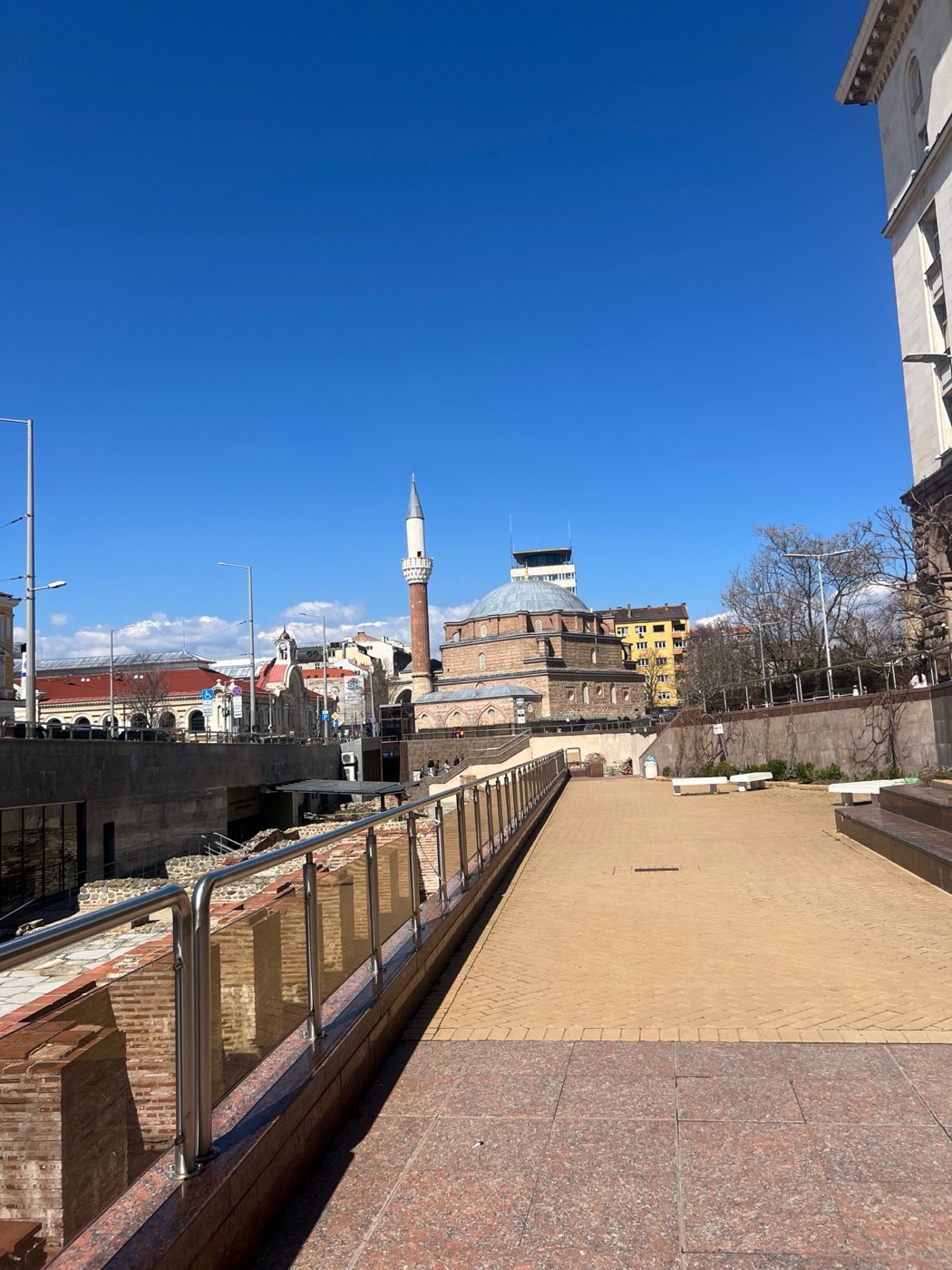 Ancient Serdica ruins beside Banya Bashi Mosque in central Sofia