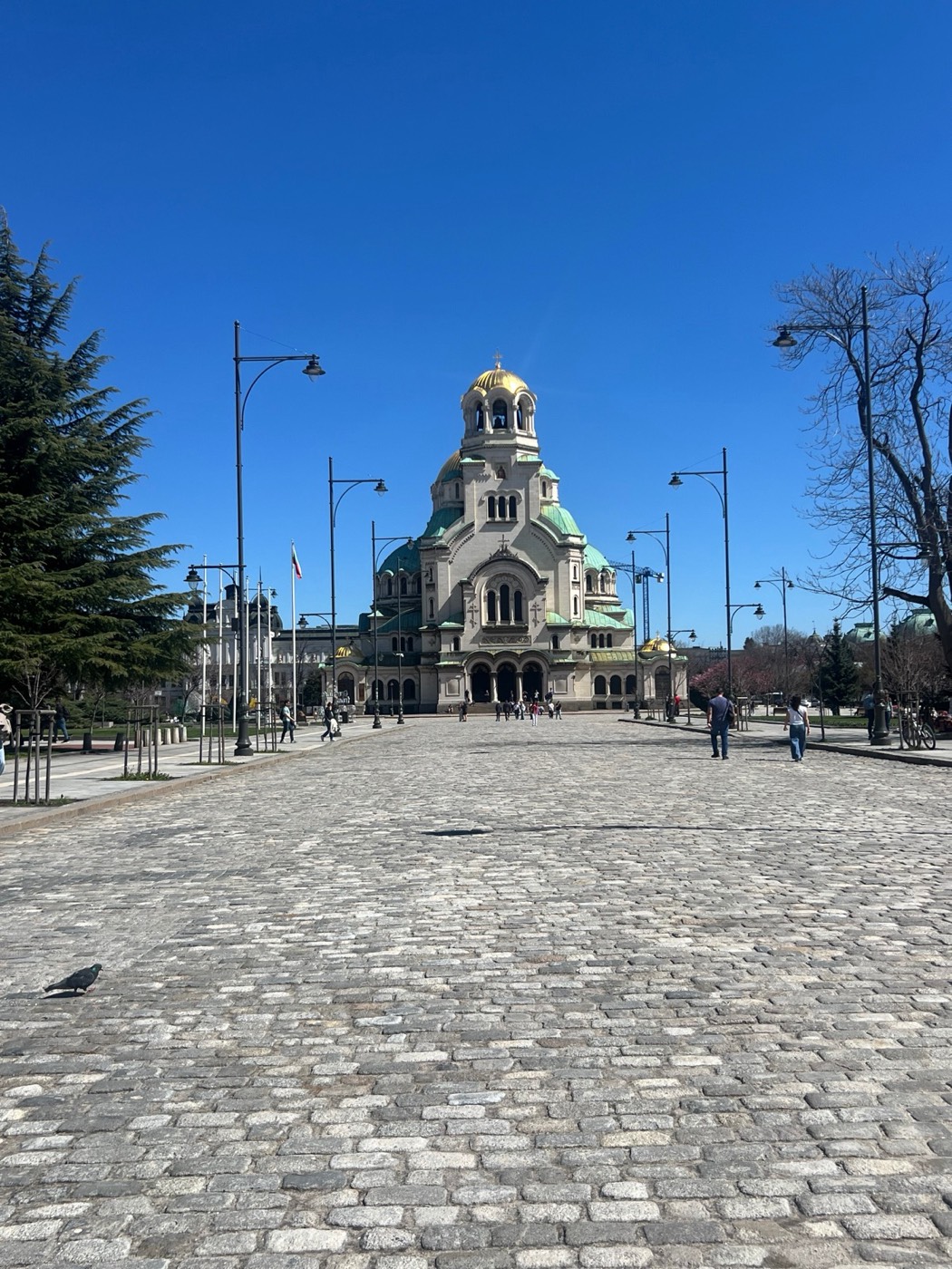 Alexander Nevsky Cathedral beneath a deep blue sky