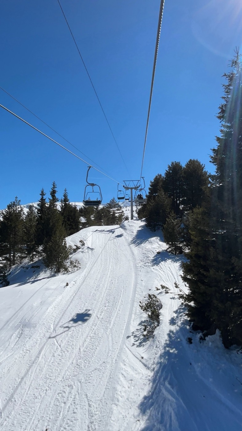 Chairlift over snow on the route towards the Seven Rila Lakes