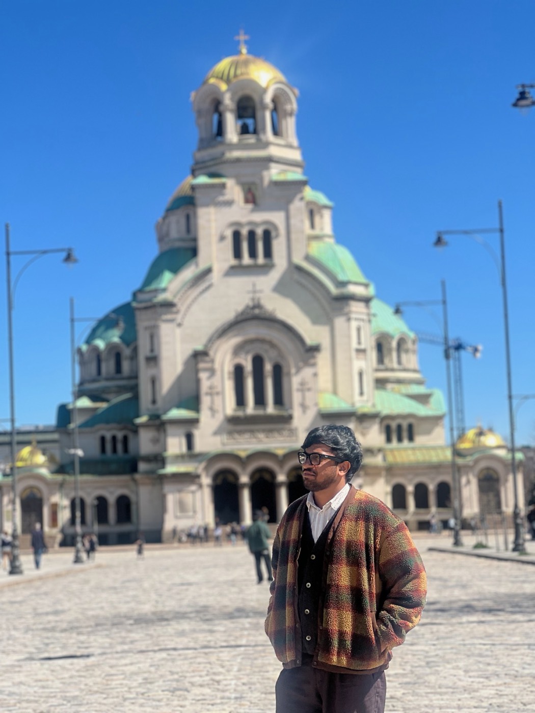BhoumiK standing in front of Alexander Nevsky Cathedral