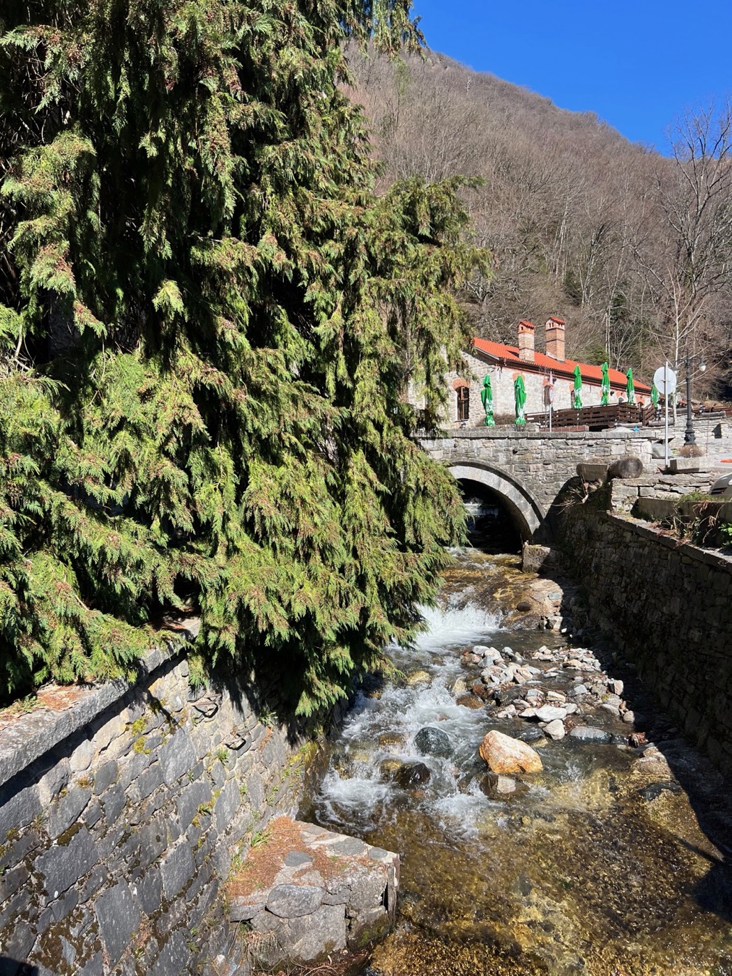 Mountain stream running beside Rila Monastery