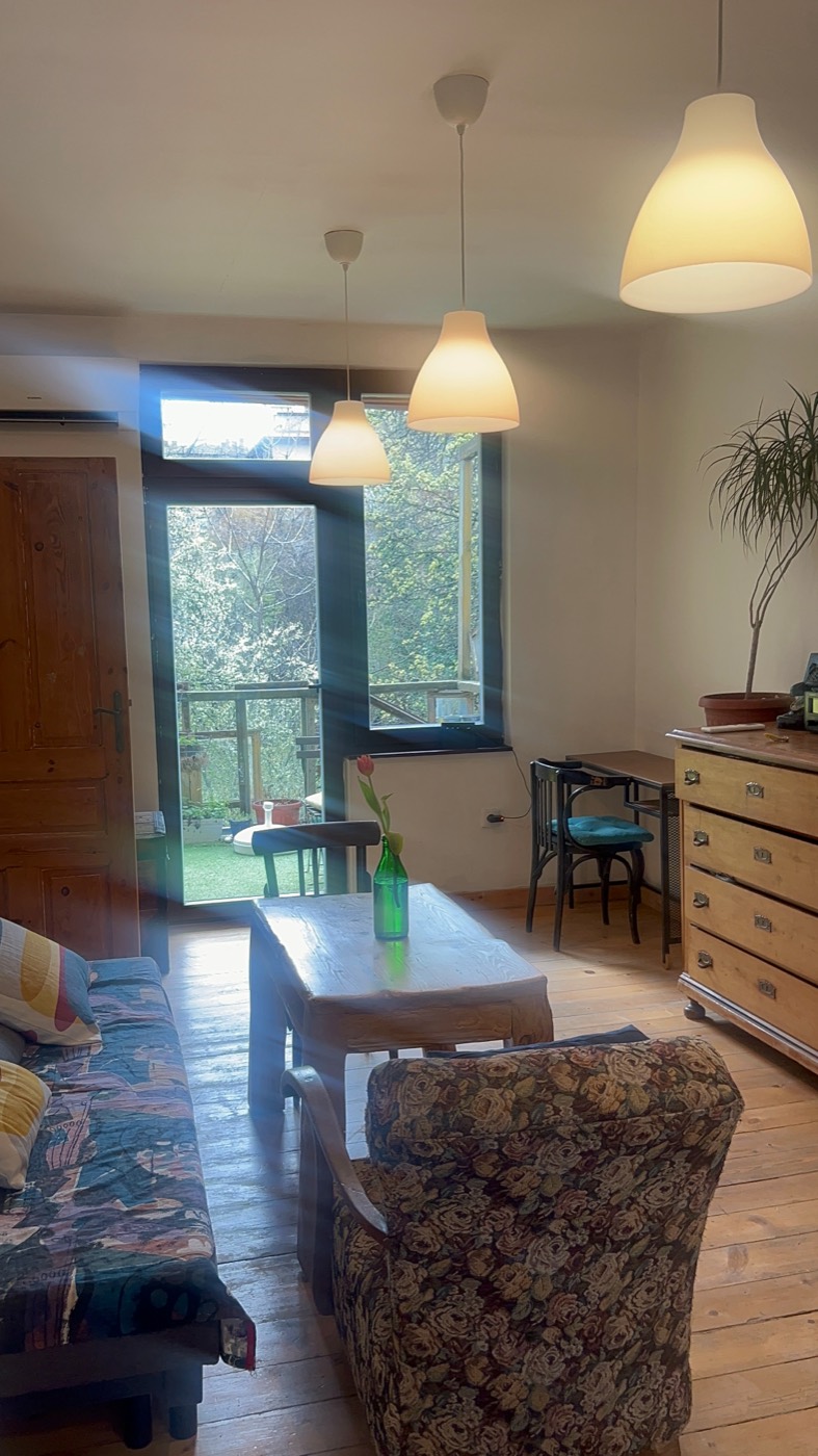 Bright living room of the Sofia apartment on arrival