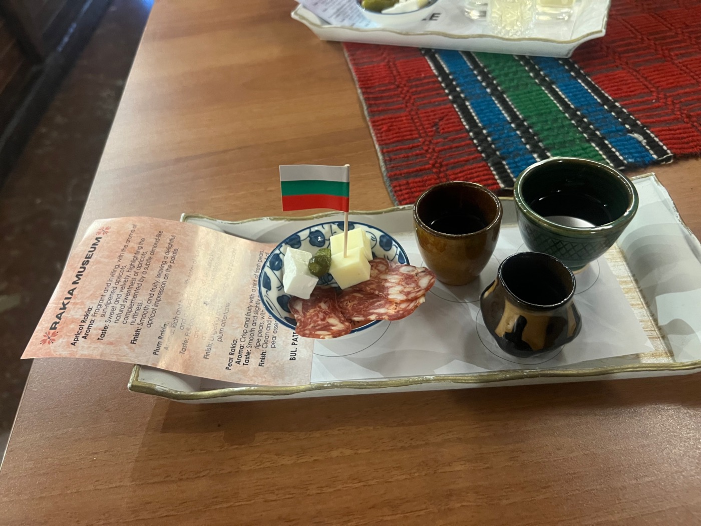 Three rakia tastings with Bulgarian cheese and cured meat